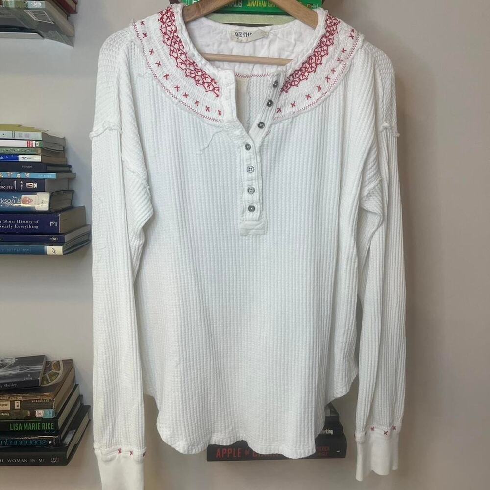 We the free thermal waffle with red stitching color detail Size M